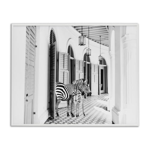 'Zebra Safari Animals in Traditional Home'| Framed Giclee Art