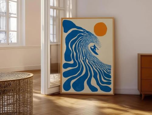 Cuadro abstracto de surfista para dar vida a paredes vacías con un póster de 40x50cm