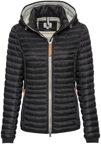 camel active Damen Leichte Steppjacke mit Kapuze | Winddichte und wasserabweisende Übergangsjacke mit 2-Wege-Reißverschluss und abnehmbarer Kapuze