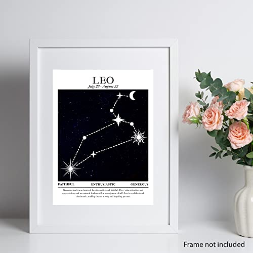 Roxbury Row Leo Posters For Room Aesthetic, Astrology Decor, Zodiac Gifts, Leo Gifts For Women, Spiritual Posters, Posters & Prints (8X10 Unframed Zodiac Handmade Prints) #TOP4