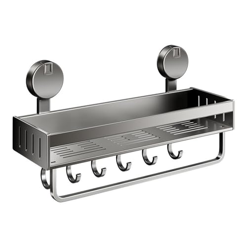 XUNFAKE Estante de Ducha sin perforación, Shower Storage Rack, Accesorio de baño antioxidante, Organizador Baño, con toallero y 6 ganchos para dormitorio, salón y cocina XUNFAKE Estante de Ducha sin perforación, Shower Storage Rack, Accesorio de baño antioxidante, Organizador Baño, con toallero y 6 ganchos para dormitorio, salón y cocina