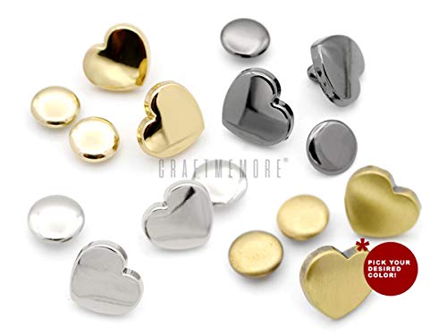 Craftmemore Heart Rivet 12Mm Rapid Rivet Studs Metal Heart Shape Decorative Leather Rivet 10 Pcs (Gunmetal) #TOP2