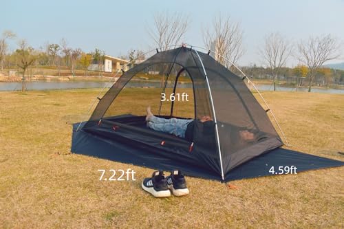 Carpa de malla para 2 personas impermeable, negra miniatura 3
