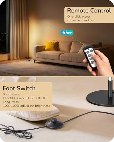EDISHINE 59.8" Floor Lamp with Remote & 3 Height Settings, Dimmable & 3CCT - image 3
