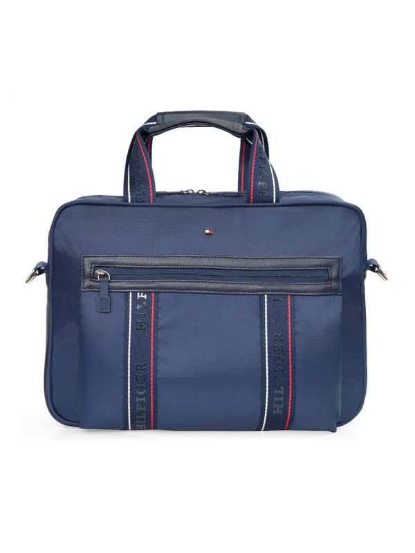 Image of Tommy Hilfiger Professional Business Case Koniag - Black | Backpack for School, College and Work | Water-Resistant | Fits 14-inch Laptop, with Trolley Sleeve & 1-Year Warranty