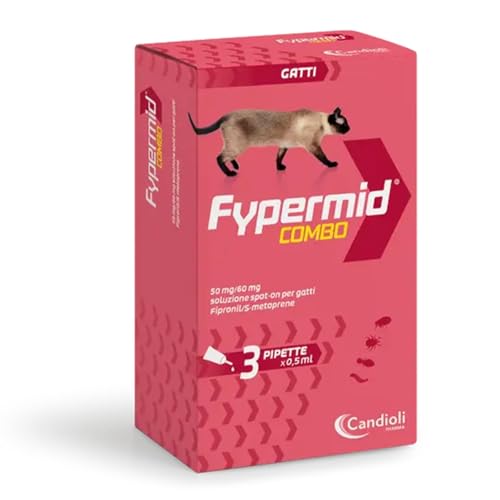 Fypermid Combo Gatto, 3 Pipette da 0,5 ml, Soluzione Spot-On Per Gatti, Antiparassitario Contro Pulci e Zecche