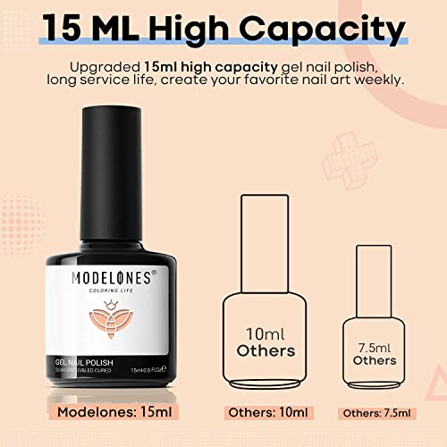 Modelones Gel Nagellack Orange, 15ml Frühlingspastell Soft Light Orange Soak Off Gel Polish Shellac Nagellack für UV/LED… – Bild 5