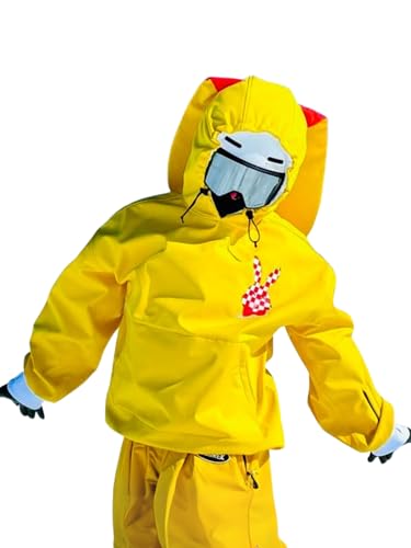 xwxwseui Doorek Iconic Rabbit Fleece Hoodie Oversized Ski Snowboard Snow Sweaters Snow Clothes with Pocket