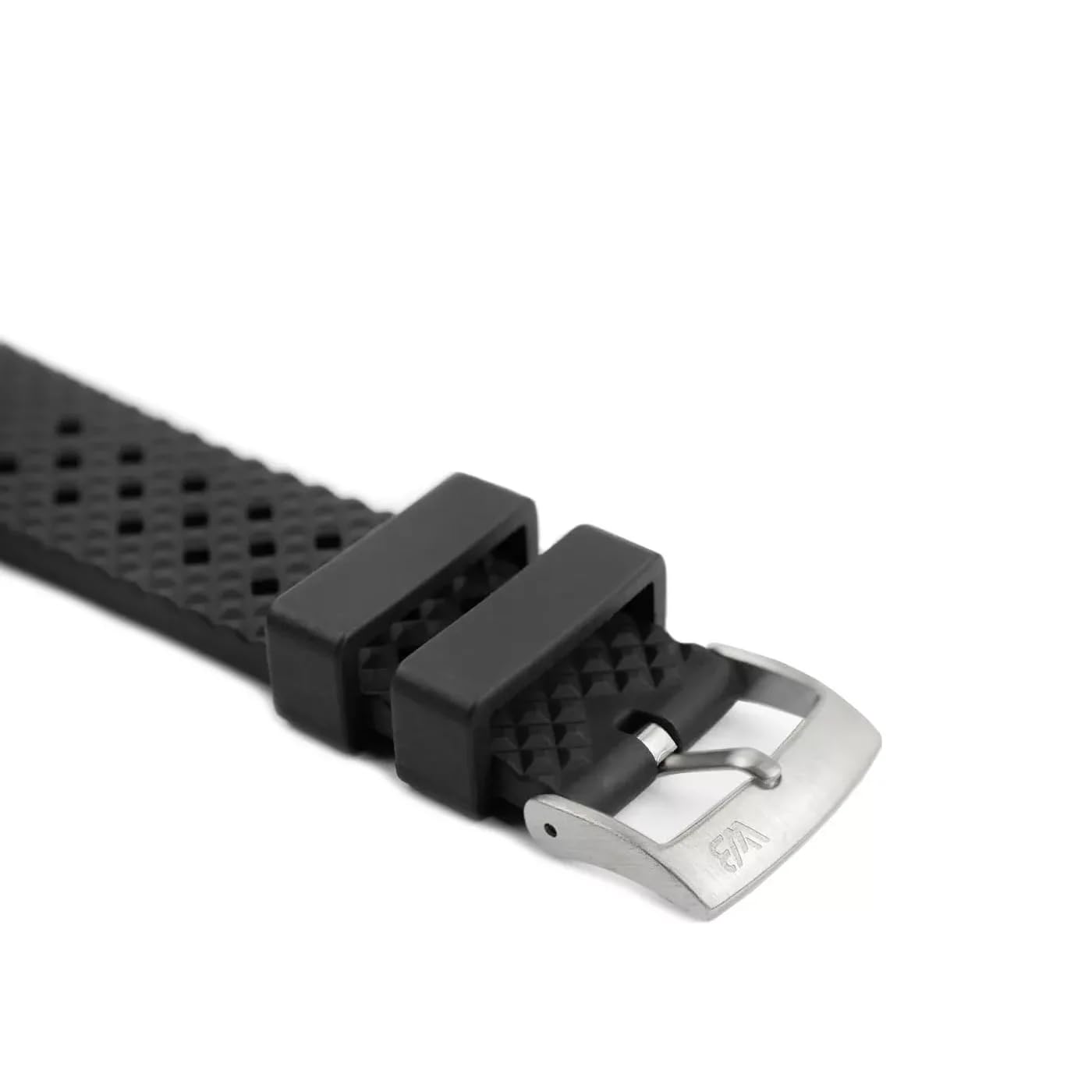 Kautschuk-Uhrenarmband im Rauten-Stil | 7 Farben - 20, 22 mm - Schließe: Silber Gebürstet | Gummi | Ersatz-Armband