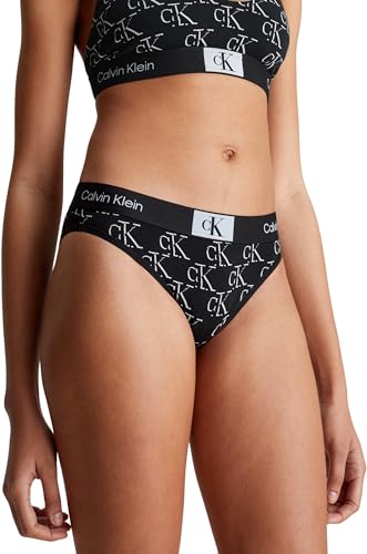 Calvin Klein Braguita Tipo Bikini para Mujer Algodón Elástico, Negro (Litho Ck Print+Black), XS