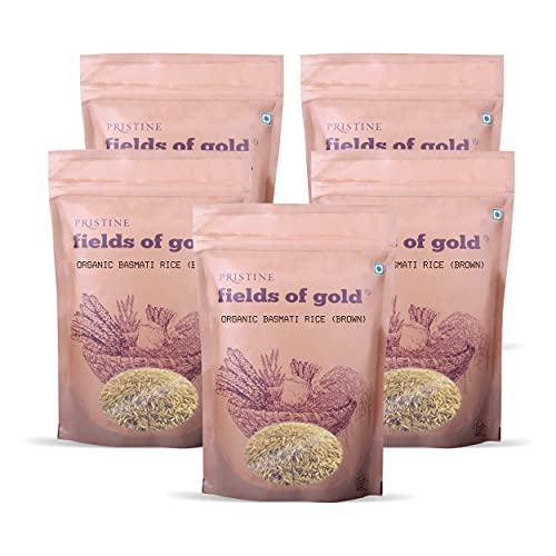 Image of PRISTINE Fields of Gold Organic Basmati Rice (Brown), 1kg Each - Pack of 5