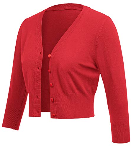Image of Belle Poque Women's 3 /4 Sleeve Cropped Cardigan Shrugs Button Down Sweater