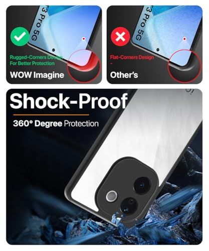 Image of WOW IMAGINE Shockproof Hybrid Back Cover for iQOO Z9s Pro 5G | Vivo T3 Pro 5G | Hard Slim fit Back Case | PC & TPU | Clear Transparent Case - Black