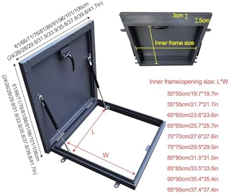 Rainproof Rooftop Hatch Lid - Attic Skylight & Basement Window Well Cover, Durable Roof Access Hatch for Deck (60x60cm/23.6x23.6in)
