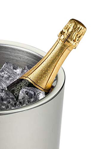 CHILDHOOD Wine Chiller Bucket Dual Wall Insulated Stainless Steel Wine/Champagne Cooler Bucket, Keeps Wine Cool - Thumbnail 7