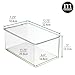 mDesign Stackable Plastic Bathroom Storage Box, Hinge Lid, Container for Organizing Soap, Body Wash, Shampoo, Conditioner, Hand Towels, Hair Accessories, Lumiere Collection, 4 Pack, Clear