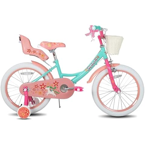STITCH Unicorn 18 Inch Girls Bike with Stabilisers Cover