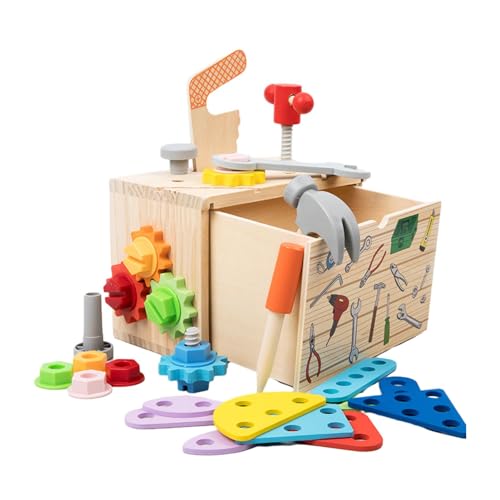 Herramientas de madera para niños con caja, juego de herramientas de madera | Juego de herramientas de simulación Juego de herramientas de madera,Juego de rol de aprendizaje, juguetes educativos, jugu
