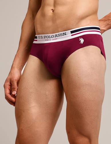 Image of U.S. Polo ASSN. Men's I006 Elasticized Waist Pure Cotton Underwear Briefs - Pack of 5