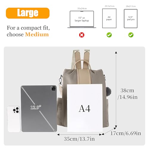 Image of PINCNEL Women Backpack Purse Waterproof Nylon Anti-theft Rucksack Lightweight Shoulder Bag