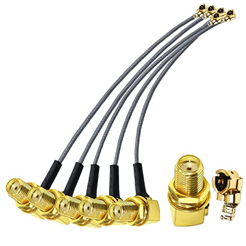 IPX-SMA ケーブル TUOLNK SMA メス 直角 MHF1 UFL メス RF WiFi ピグテールグレー ケーブル(ネットワークカード用)1.13mm 同軸 同軸 ケーブル 低損失 6インチ(15cm)5本