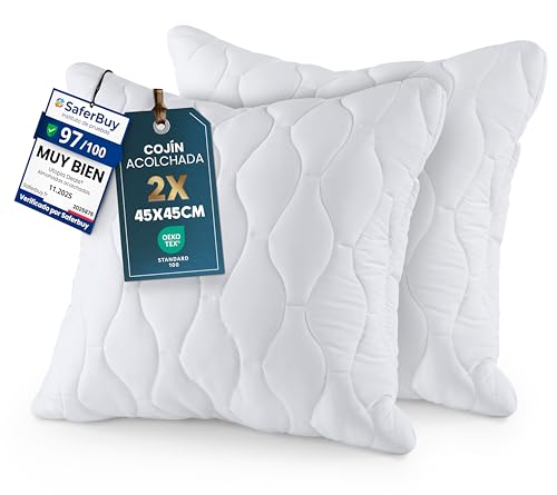 Utopia Bedding Relleno de Cojín Acolchada 45 x 45 cm (2 Unidades), Almohadas de Sofá (Blanco)