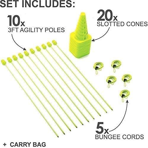 QUICKPLAY PRO Speed + Agility Set, Multi-Sport Training Agility Poles | Cones | Speed Hurdles | Soccer Tennis | Crowd Barrier