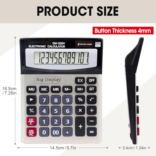 6 Pack Calculator Bulk, Calculators Desktop 12 Digit Extra Large LCD Display with Sensitive Butto, Solar and Battery Dual Power, Desk Calculator for Office, School, Home - Image 6