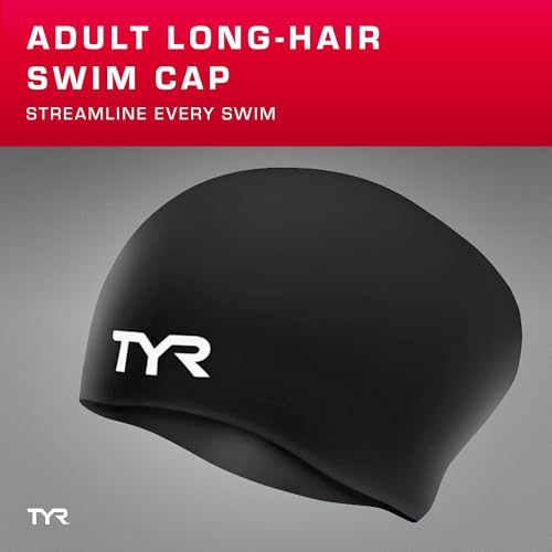 TYR Long Hair Silicón Gorro de Natación, Unisex Adulto, Negro, Talla Única - imagen 2