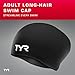 TYR Adult Long Hair Silicone Wrinkle Free Swim Cap for Braids, Dreadlocks, Streamlined Swim, Hair Protection