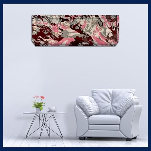 Image of Digital Print Split AC Cover Set for 1.5 Ton Indoor & Outdoor Units - Dustproof & Water Resistant Protection (Pink Red)