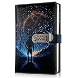 SIMDAO Tagebuch mit Schloss, Tagebuch aus PU-Leder mit Stift, 120 Blatt/240 Seiten, Raum-Design mit Zahlenschloss, Geheimtagebuch für Kinder, Fußballgeschenk für Damen, Herren und Jugendliche