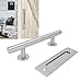 Restokki Pull and Flush Barn Door Handle Set, Stainless Steel DoubleSide Pull Handle for Gates Garages Sheds Furniture