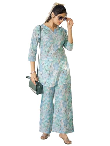 Image of Pinkmint Women's Pure Cotton Co Ord Set l Kurta Sets for Women |Kurta Sets| Printed Kurta with Pant l Stylish Pocket & 3 /4 Sleeve Women Co-ord Set (Avaiable in Plus size)