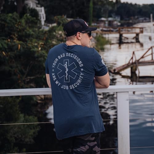 Nine Line Your Bad Decisions are My Job Security T-Shirt, Unisex Patriotic Shirt, Dropline Logo and American Flag on Sleeve2