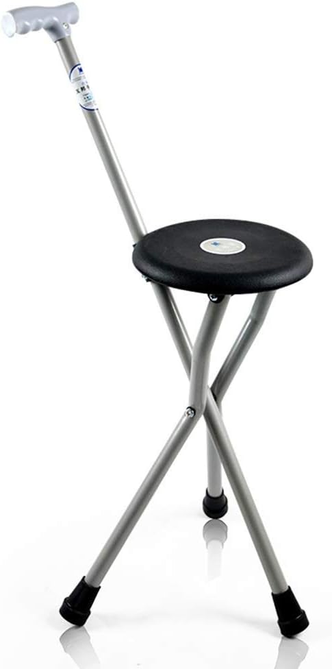 Rgz Disability Medical Aid Folding Seat Cane (Walking Stick & Chair Seat) Anti-skid Elderly Old People Walker Crutches