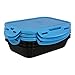 6 Pack Fitness Sure Seal Meal Prep Containers Set of 3 24oz (Black/Neon Blue)