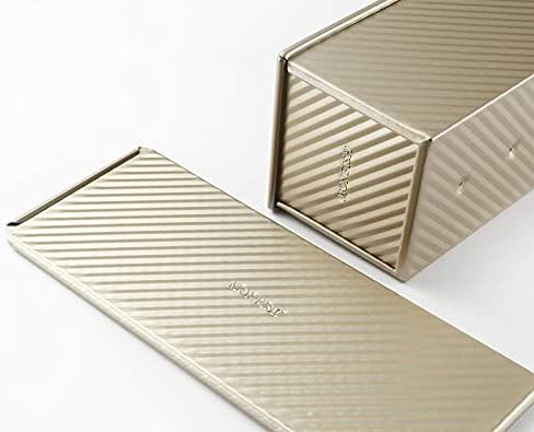 Monfish Pullman Loaf Pan w Cover large Toast Mold rectangle loaf pan w lid 2.2lb dough alluminumed steel champange gold non stick baking bread pan - Thumbnail 3