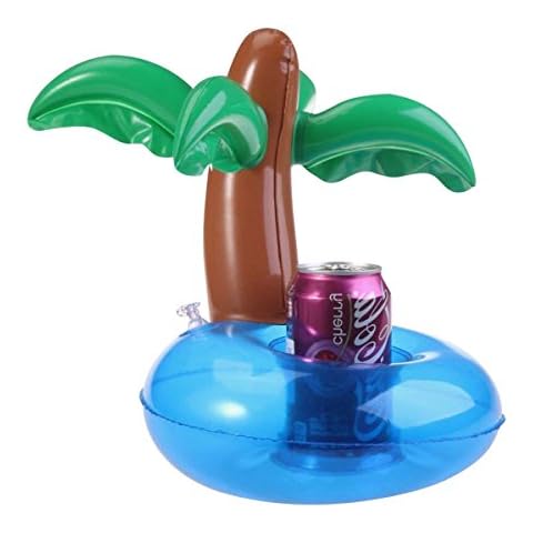 UEOTO Inflatable Cup Holder Floats, Drink Holders Coasters for Keeping Fruit Drink Beer Wine Glass, Inflatable Drink Cup Holder Float as for Swimming Pool Beach Party Water Fun Toys (Coconut Tree) Cover