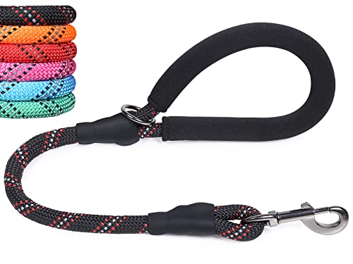 VIVAGLORY Hundeleine Kurz Closerok Kurzführer Hund, Hundeleine Leine mit Gepolstertem Griff & Schlaufe für Joggingleine Hausleine, Kurzführer & Kurzleine für Hunde, 61cm, Schwarz