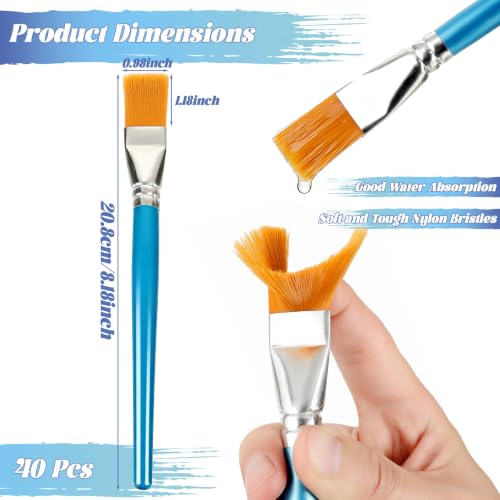 Image of 1 Inch Flat Paint Brushes Bulk, 40 Pcs Large Acrylic Painting Brush