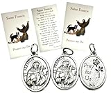Westmon Works St Francis Medal Pack Italian Metal Pet Pendants with Saint Holy Cards, 3 of Each