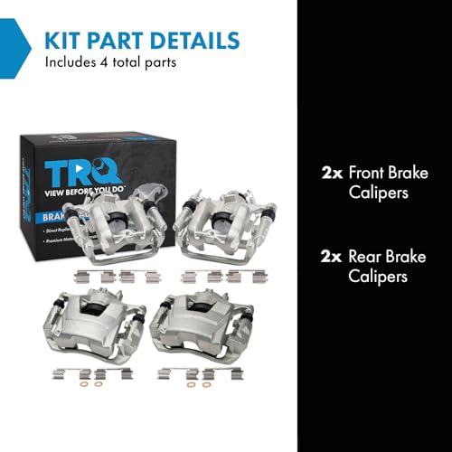 Image of TRQ Front and Rear Brake Caliper Set Zinc Coated Brackets Hardware Compatible with 2011-2015 Chevrolet Cruze 2016 Cruze Limited