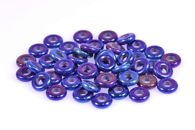 300pcs Demi Round O-Bead Circular Spacer Beads 8 mm, Black Blue Iris (23980-21435), Bohemia Crystal Glass, Czechia 11144003