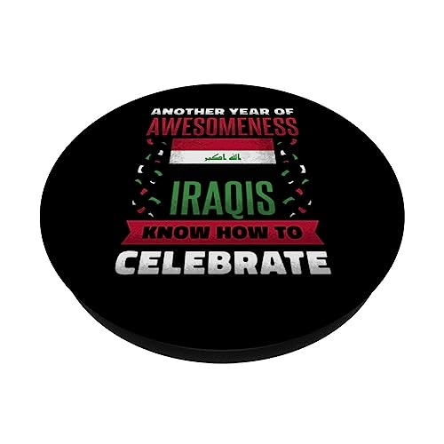 Iraq Iraqi Roots Iraqi Heritage Proud Iraqi Flag PopSockets Swappable PopGrip, Black - Image 2