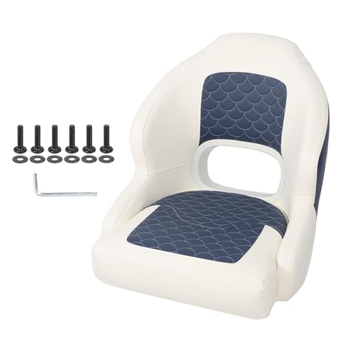 Sonew Yacht Captain Seat, Memory Foam with Backrest PVC Leather Boat Seat for Pontoon Ship, Impact &, Ergonomic Design, High Density Sponge, Two Tone Finish, Matching Mounting