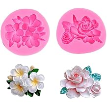 2 Pack Flower Fondant Molds Silicone Gardenia Plumeria Rubra Mold for Candy, Chocolate, Baking Tools, Cookies, Paste, Sugar Craft, Marzipan, Butter, Clay, Resin, Plaster, Candle