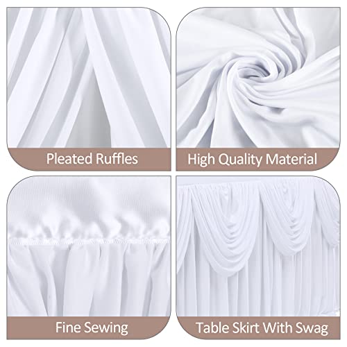 White Tutu Table Skirts For Rectangle Tables 6Ft Draped Pleated Table Skirt Polyester Tablecloth For Birthday Party Banquet Wedding Baby Shower Table Decorations #TOP5
