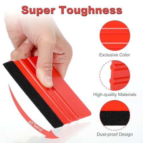 Sibba 2 x Kunststoff Folienrakel mit Filzkante Kunststoffrakel Folien Werkzeug für Autofolie Filzrakel Micro Rakel zur Blasen Schutzfolien Fensterfolien Wandtattoos Tönungsfolie Installation Werkzeug