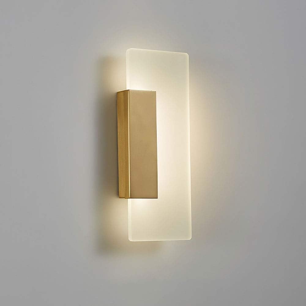 OLSKFUH Wall Sconces, Led Copper Wall Sconce Light Acrylic Lampshade Modern Wall Lamp Compatible With Living Room Bedroom Bedside Warm White,